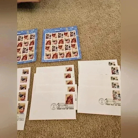 THE ART OF DISNEY Lot Of Full Sheets of 2 16 US Stamps And 5 Sets Of 4 Envelopes - Picture 3 of 4